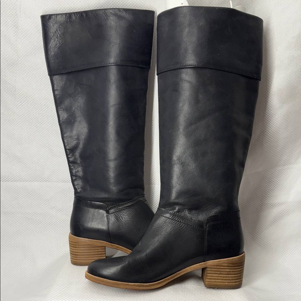 UGG Black Leather Knee-High Boots - Size 6.5